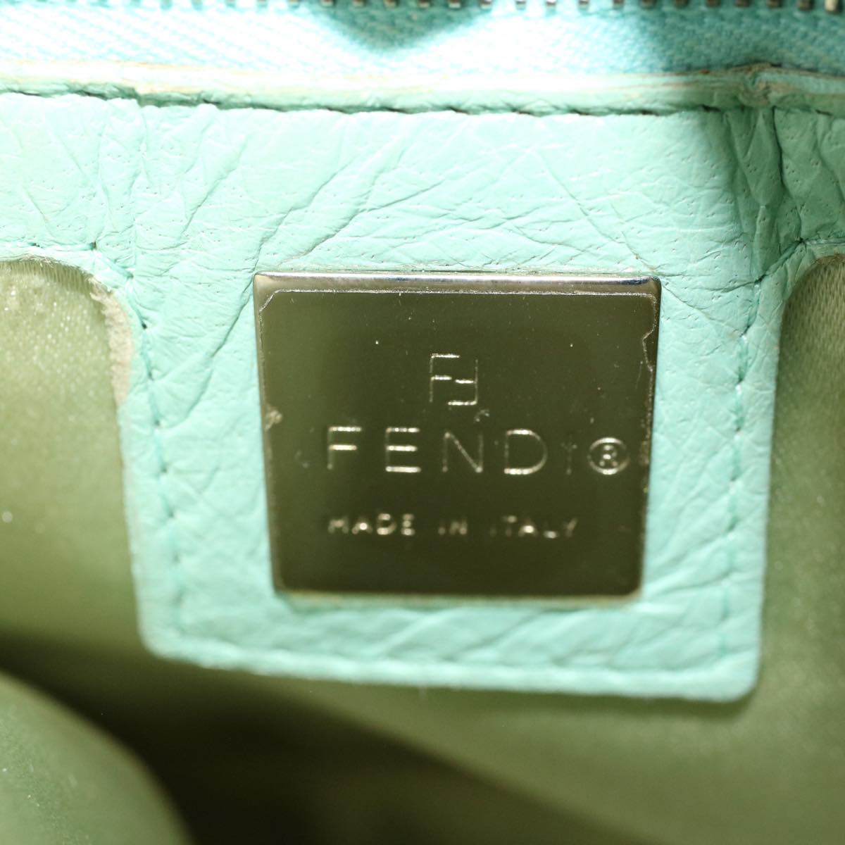 FENDI Zucca Canvas Shoulder Bag Nylon White Light Blue Orange 49111