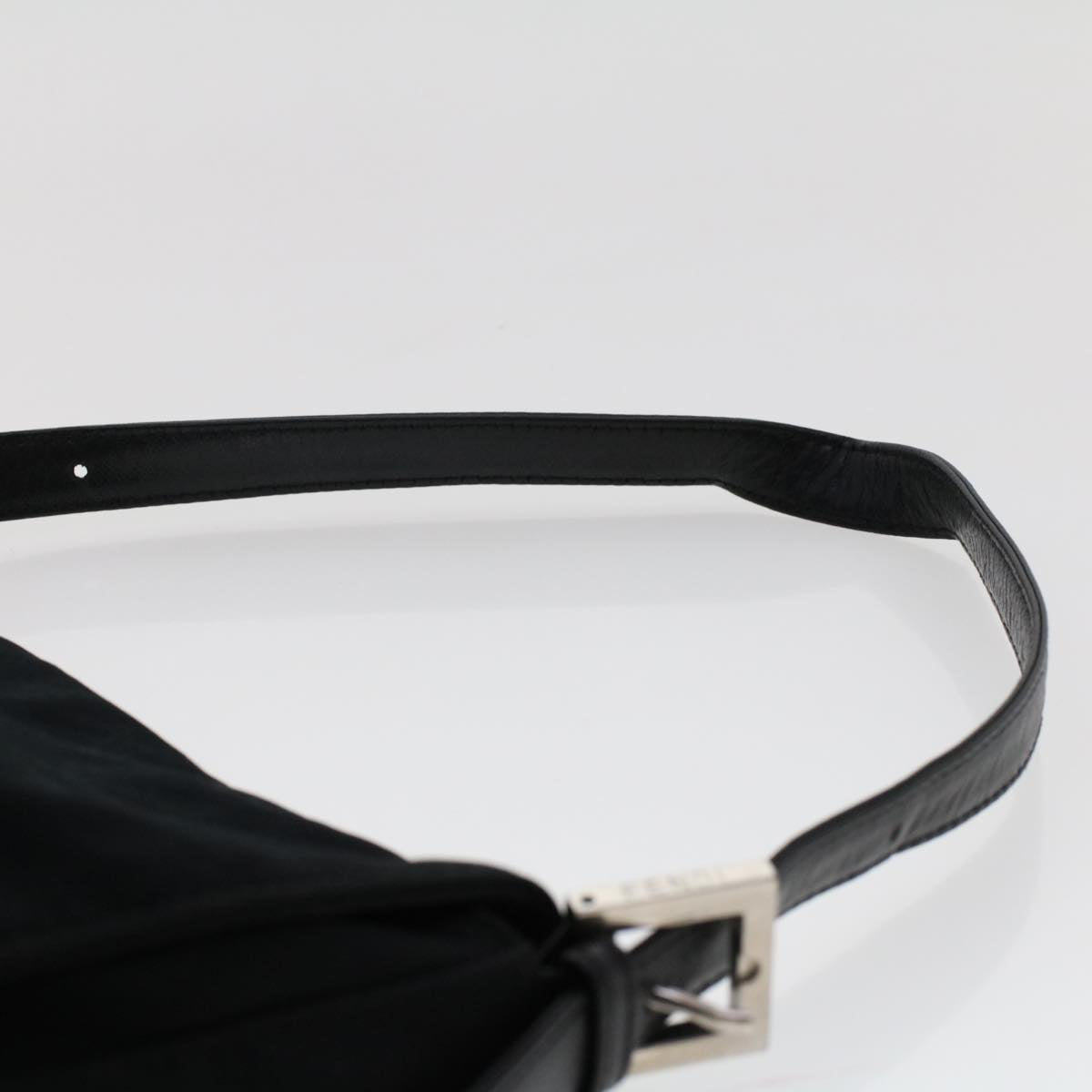 FENDI Mamma Baguette Shoulder Bag Nylon Black 49277