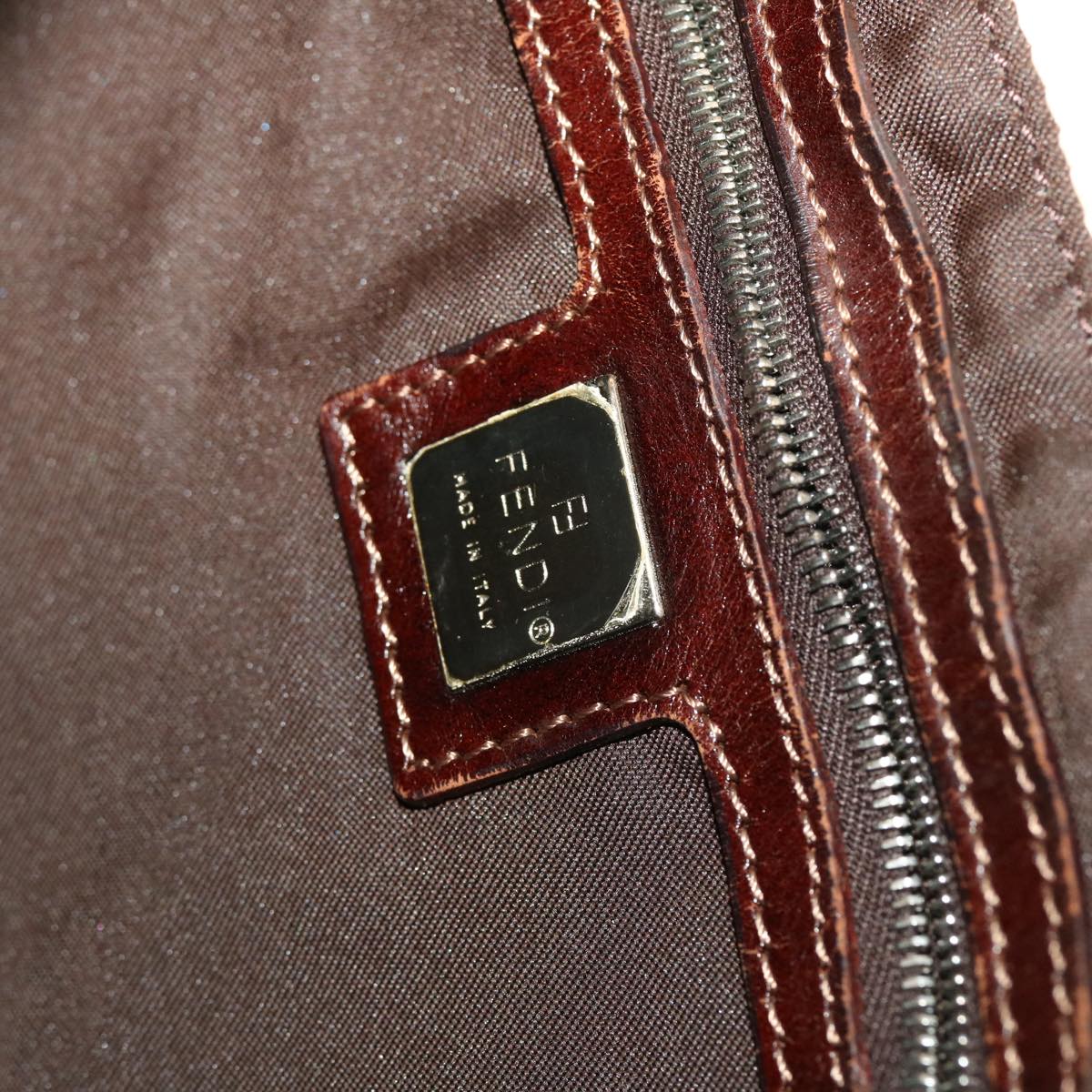 FENDI Zucca Canvas Mamma Baguette Shoulder Bag Canvas Beige Brown 49280