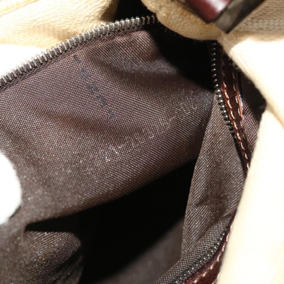 FENDI Zucca Canvas Mamma Baguette Shoulder Bag Canvas Beige Brown 49280