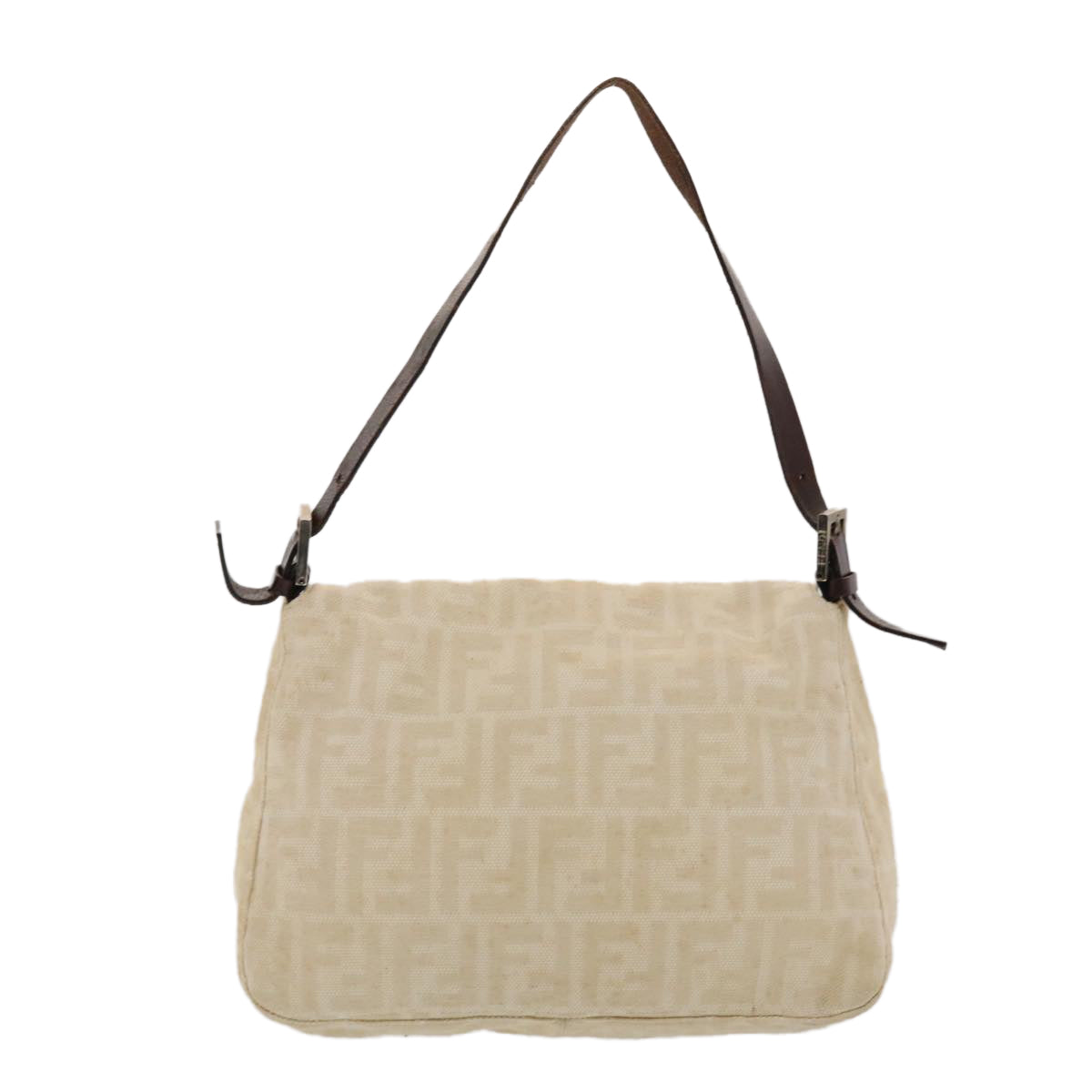 FENDI Zucca Canvas Mamma Baguette Shoulder Bag Canvas Beige Brown 49280