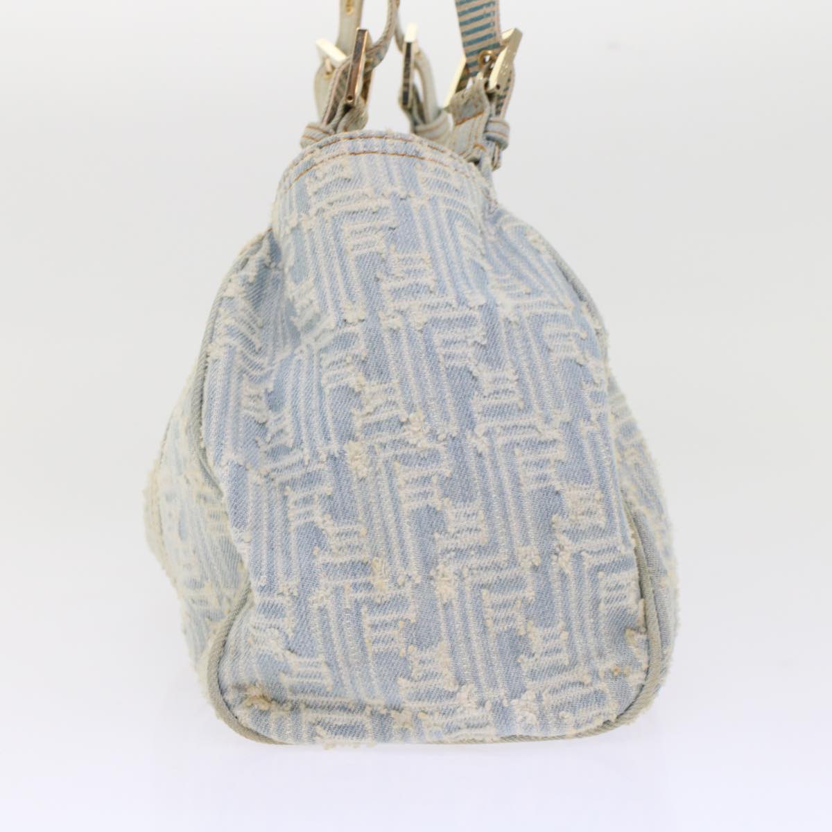 FENDI Zucca Canvas Mamma Baguette Shoulder Bag Denim Blue 49281