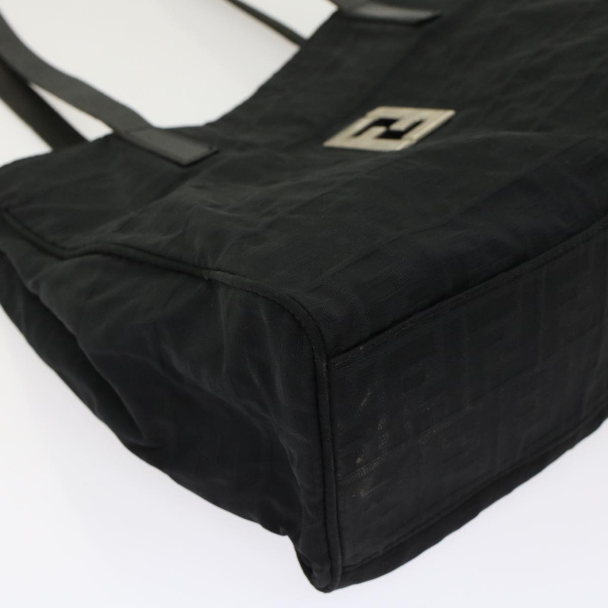 FENDI Zucca Canvas Shoulder Bag Nylon Leather Black 49326