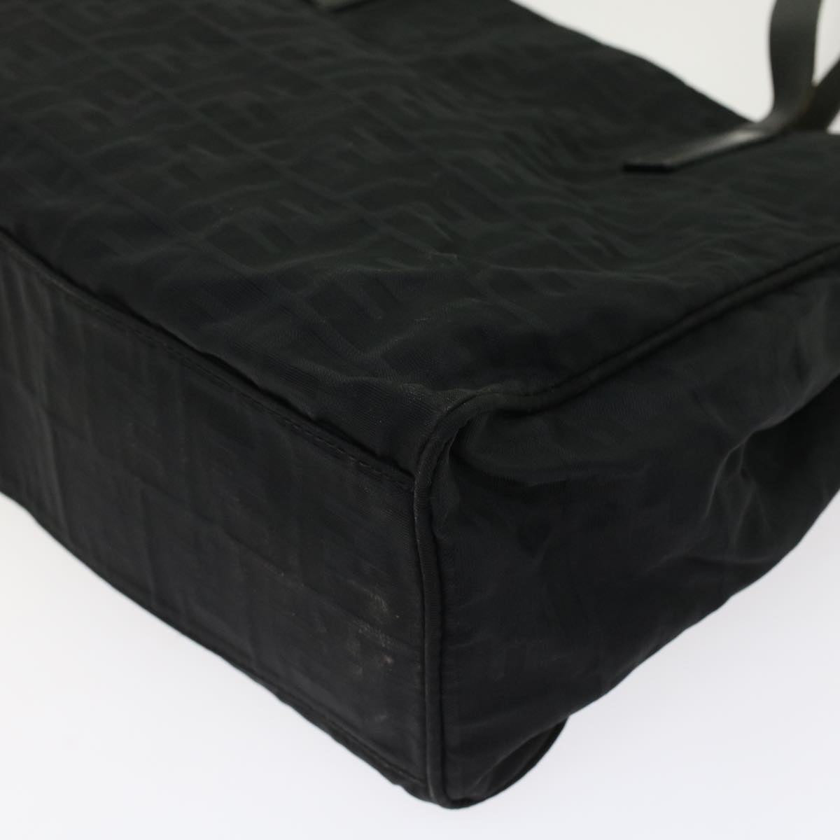 FENDI Zucca Canvas Shoulder Bag Nylon Leather Black 49326