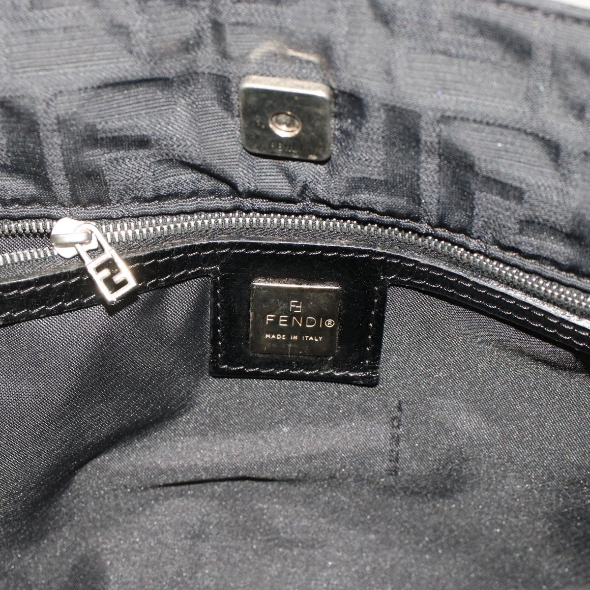 FENDI Zucca Canvas Shoulder Bag Nylon Leather Black 49326
