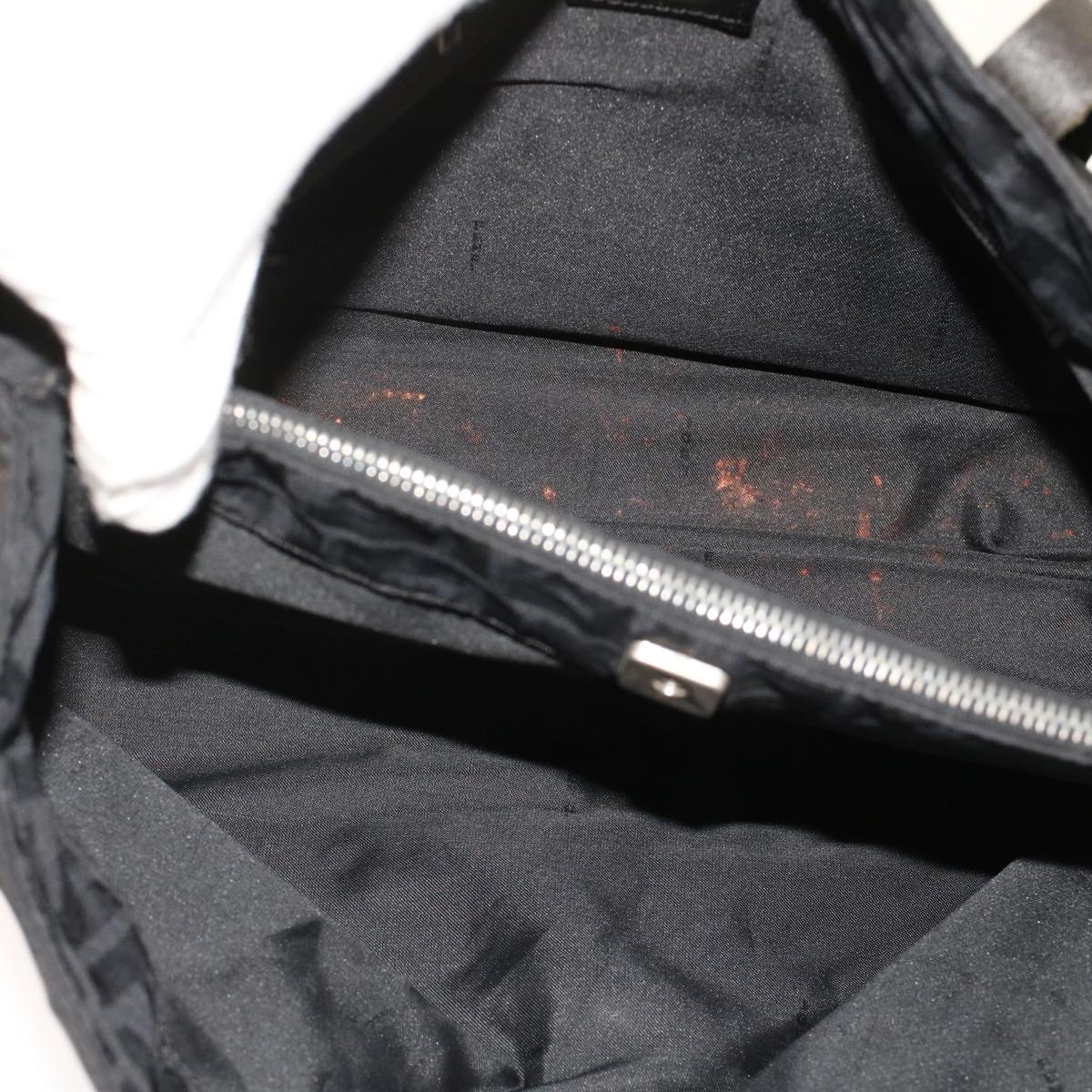 FENDI Zucca Canvas Shoulder Bag Nylon Leather Black 49326