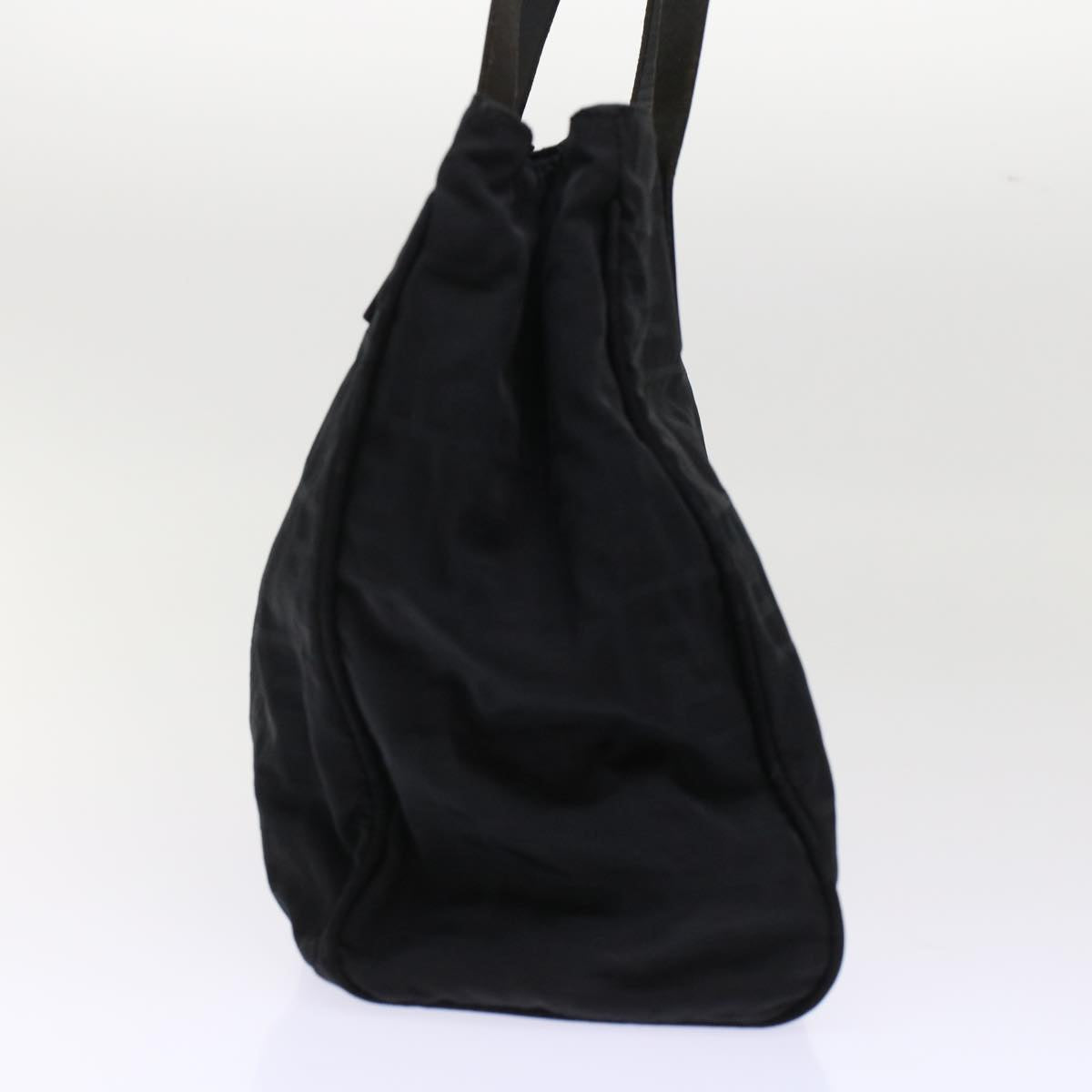 FENDI Zucca Canvas Shoulder Bag Nylon Leather Black 49326