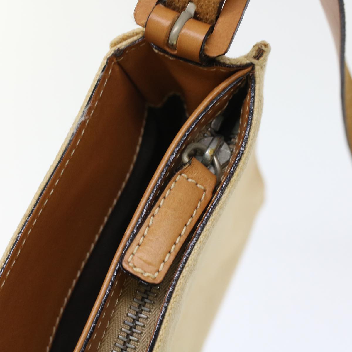 FENDI Shoulder Bag Canvas Beige 49413
