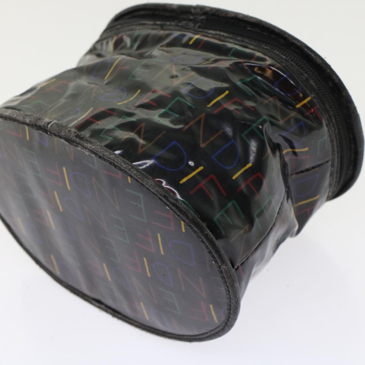 FENDI Vanity Cosmetic Pouch Enamel Black Multicolor 49780