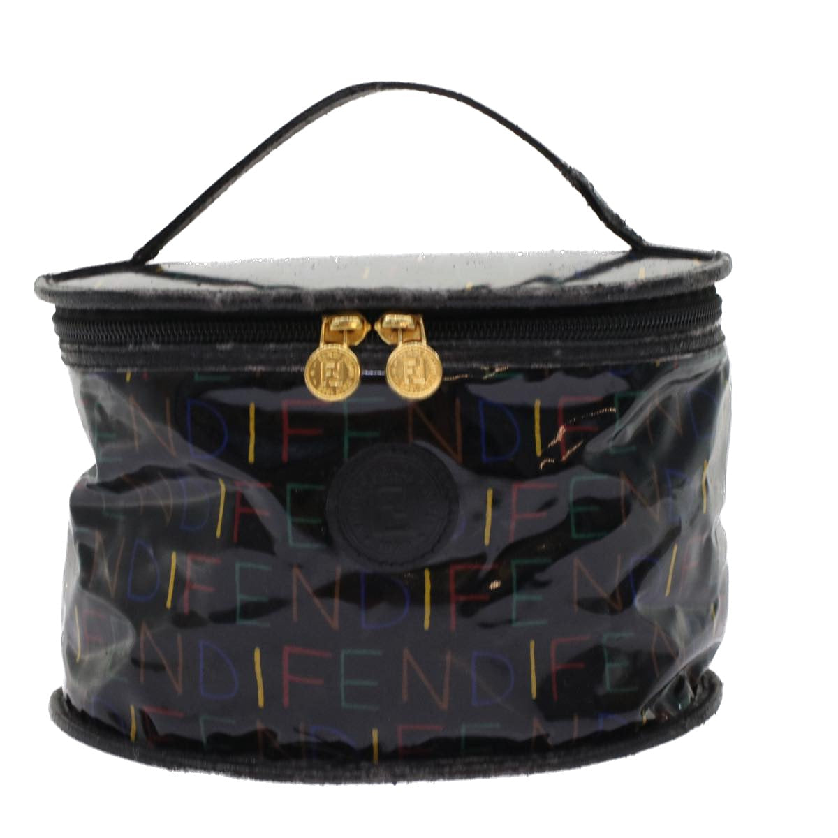 FENDI Vanity Cosmetic Pouch Enamel Black Multicolor 49780