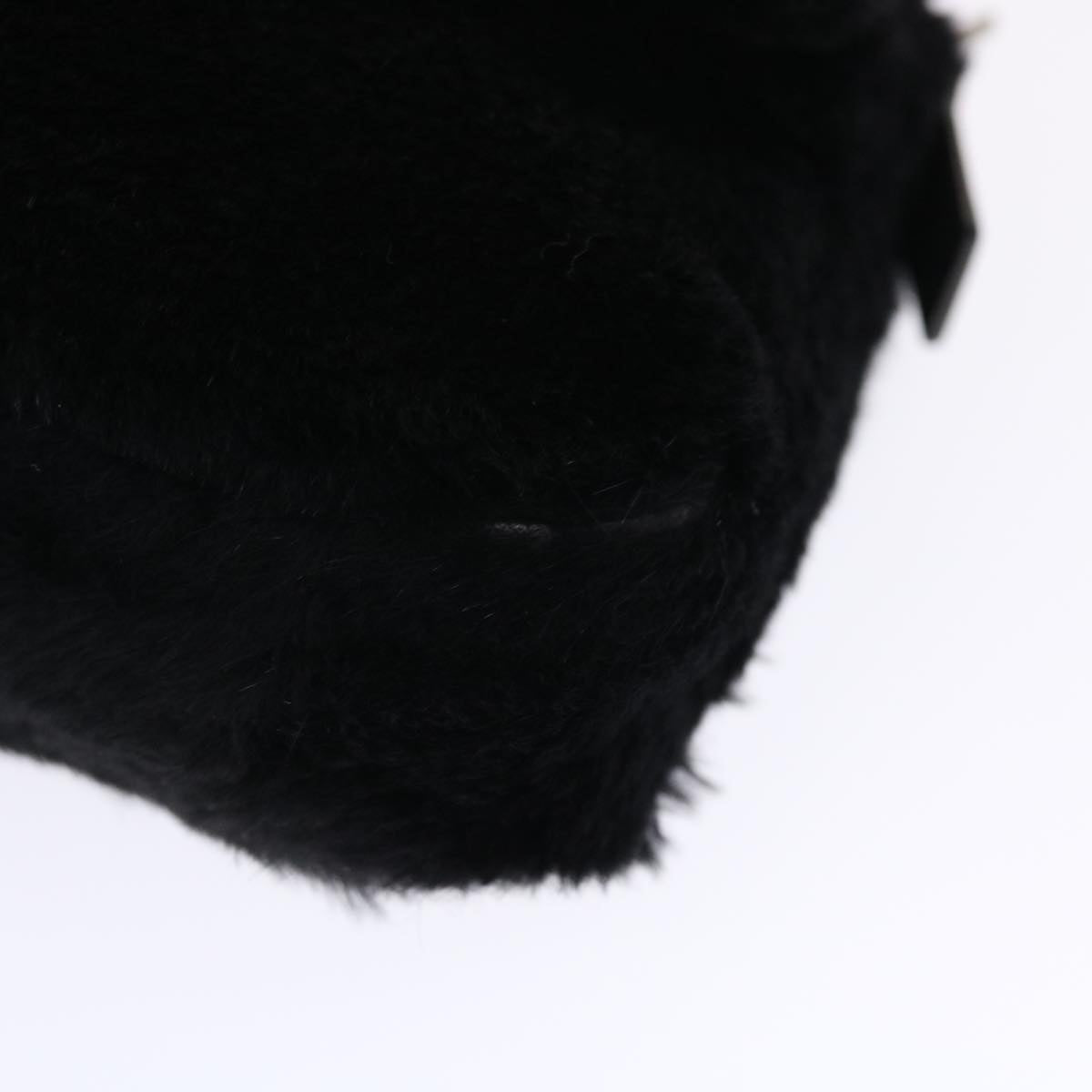 FENDI Mamma Baguette Shoulder Bag Fur Black 49782