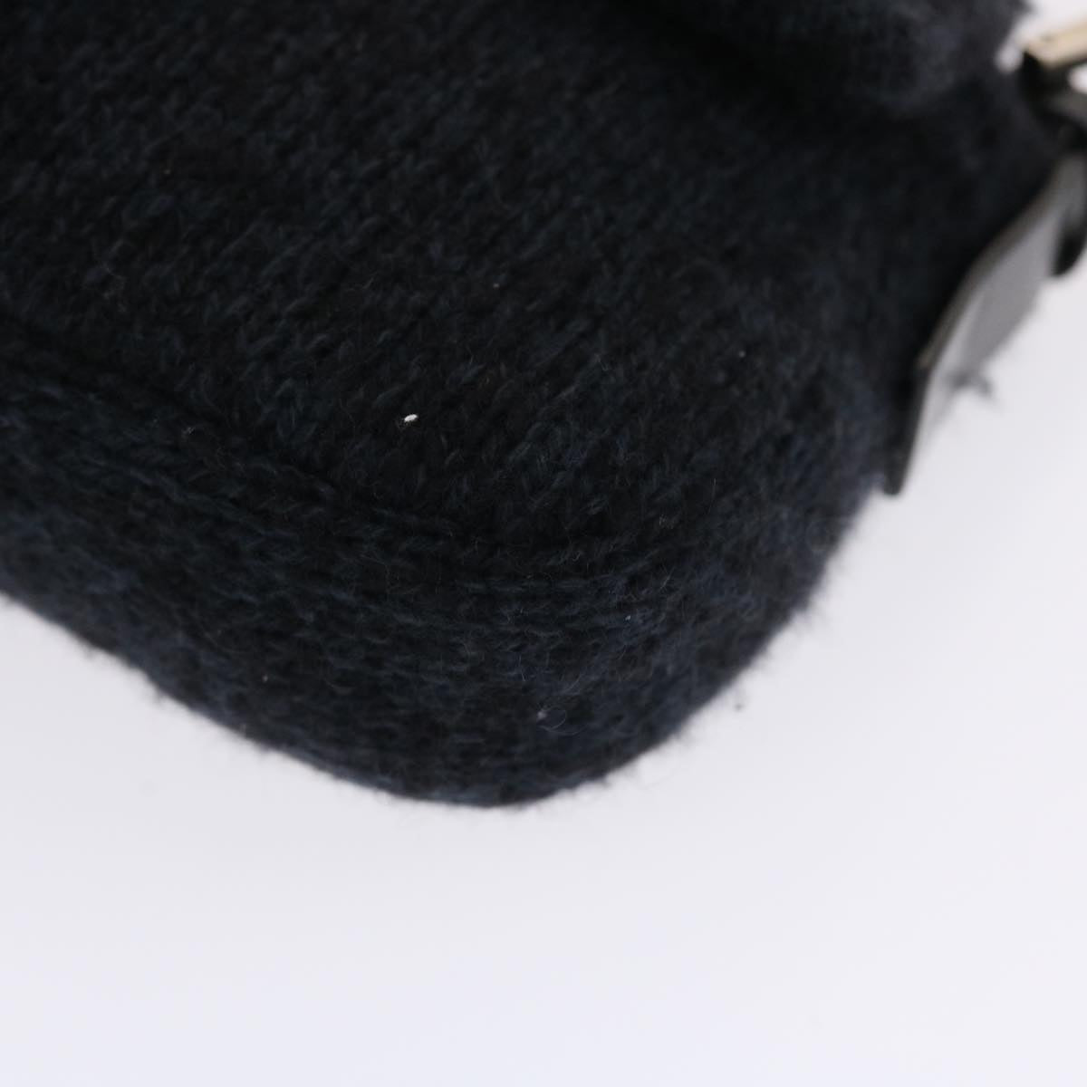 FENDI Mamma Baguette Shoulder Bag Wool Black 49783