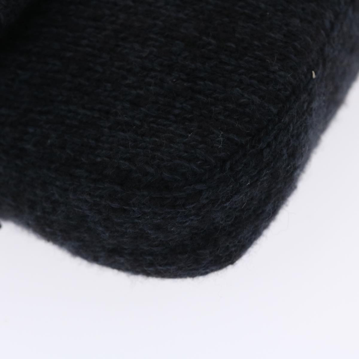 FENDI Mamma Baguette Shoulder Bag Wool Black 49783