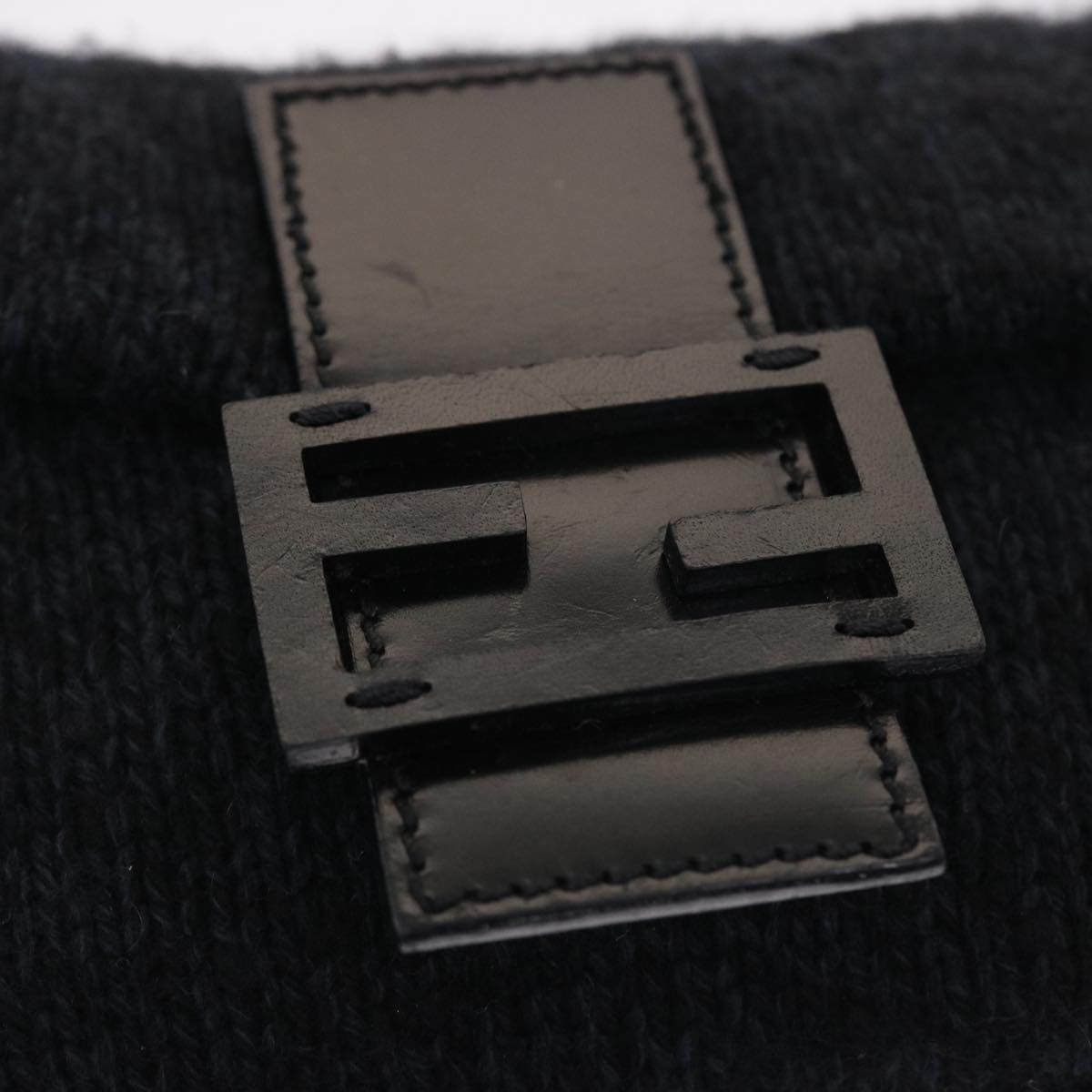 FENDI Mamma Baguette Shoulder Bag Wool Black 49783