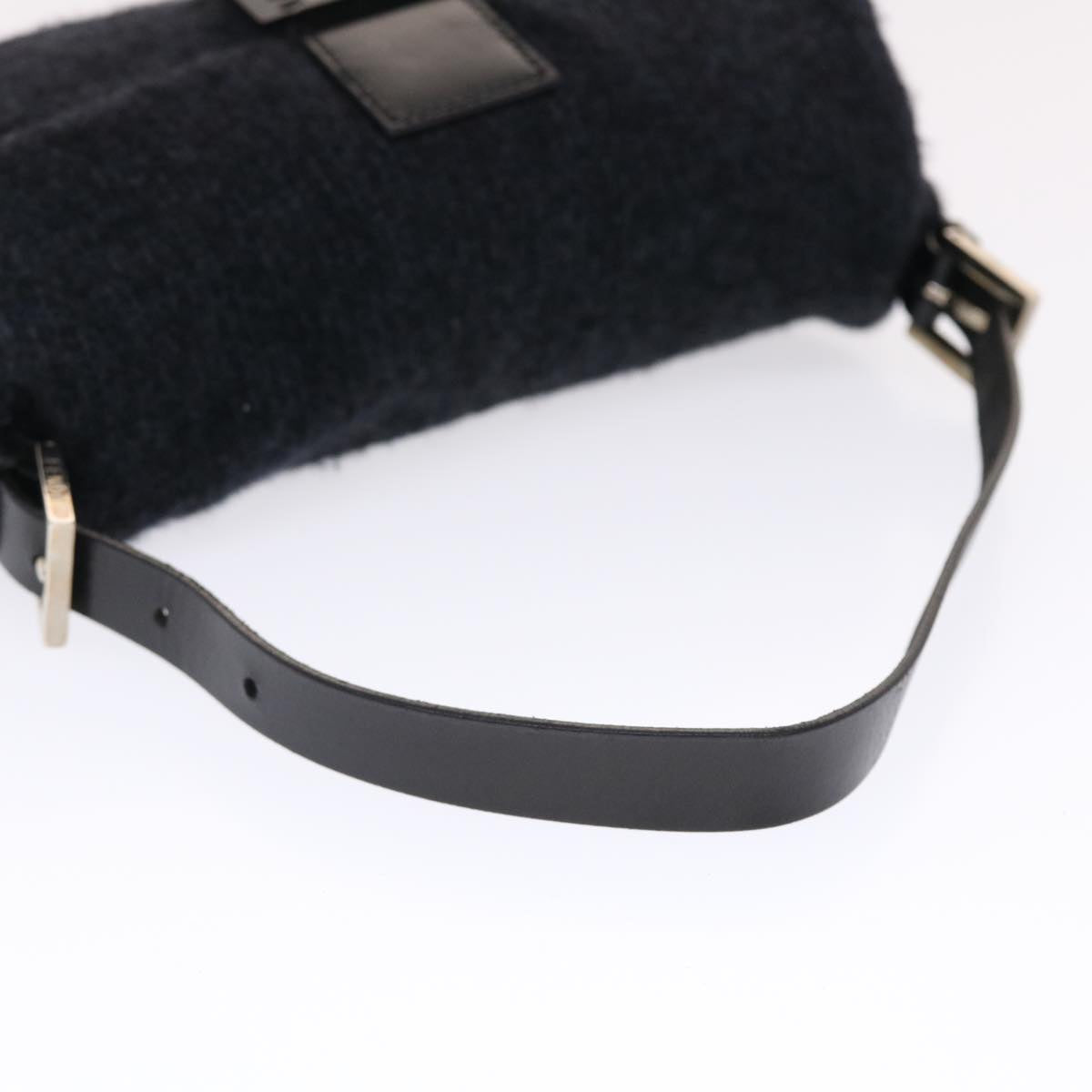 FENDI Mamma Baguette Shoulder Bag Wool Black 49783