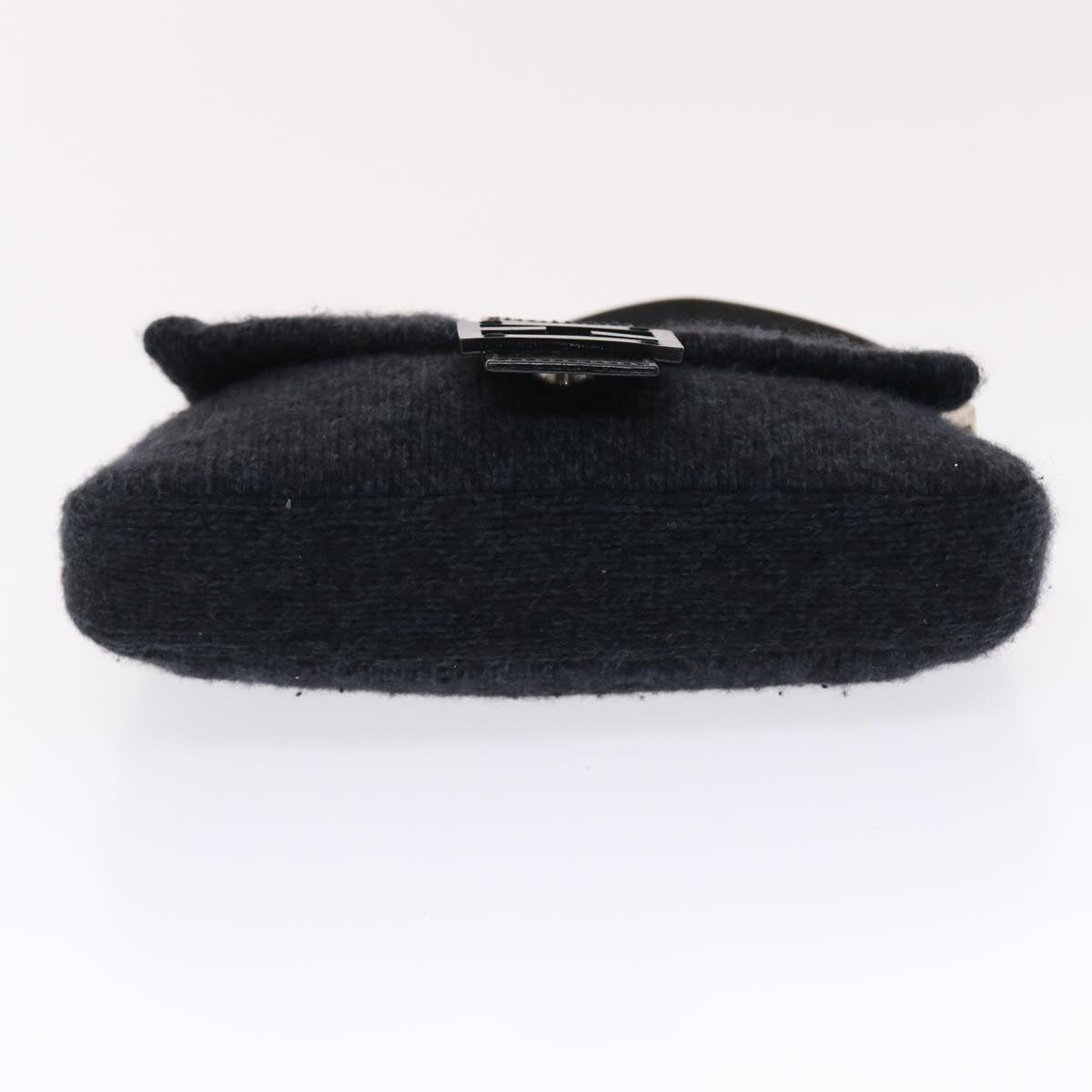 FENDI Mamma Baguette Shoulder Bag Wool Black 49783