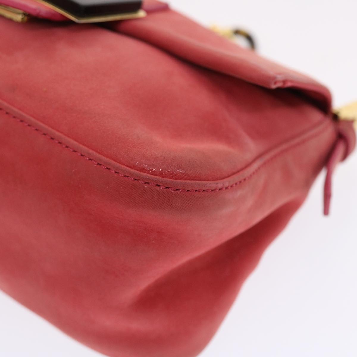 FENDI Mamma Baguette Shoulder Bag Leather Pink 49784