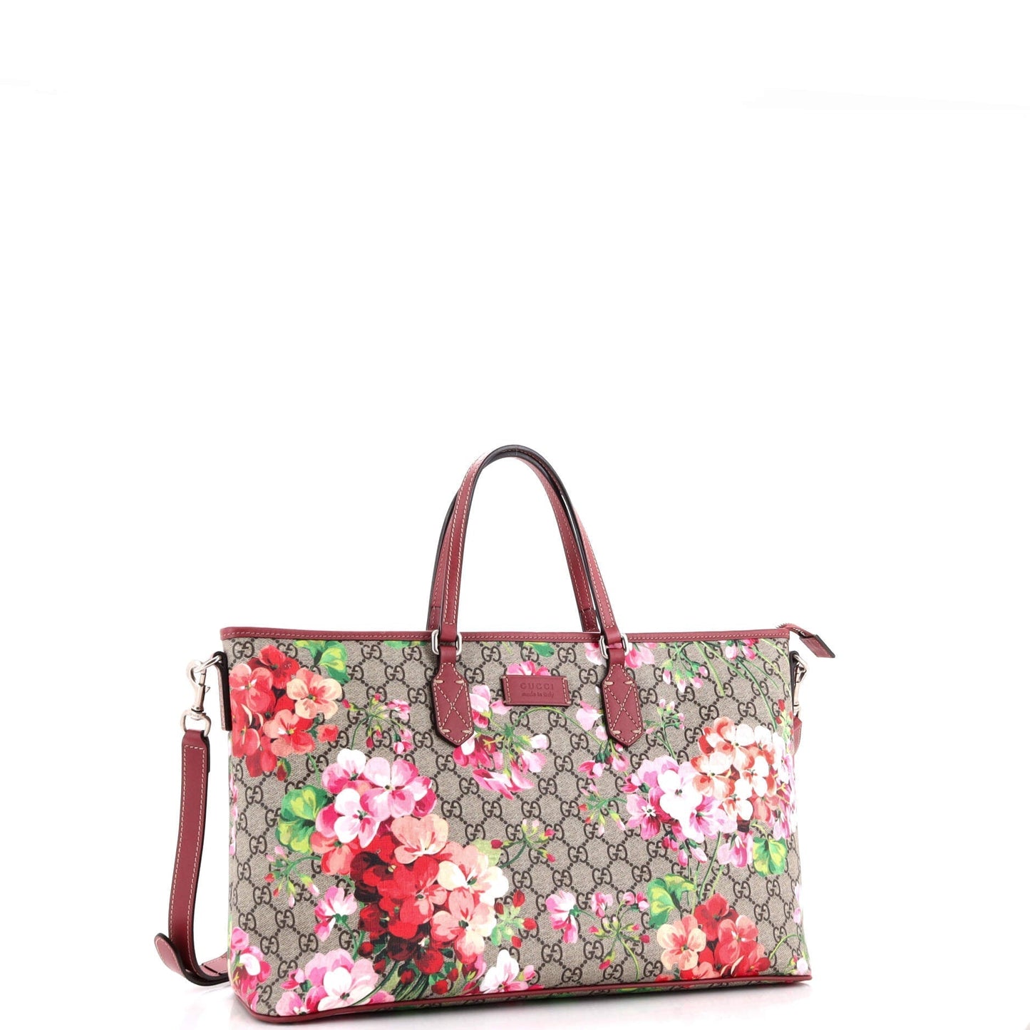 Convertible Zip Tote Blooms Print GG Coated Canvas Large
