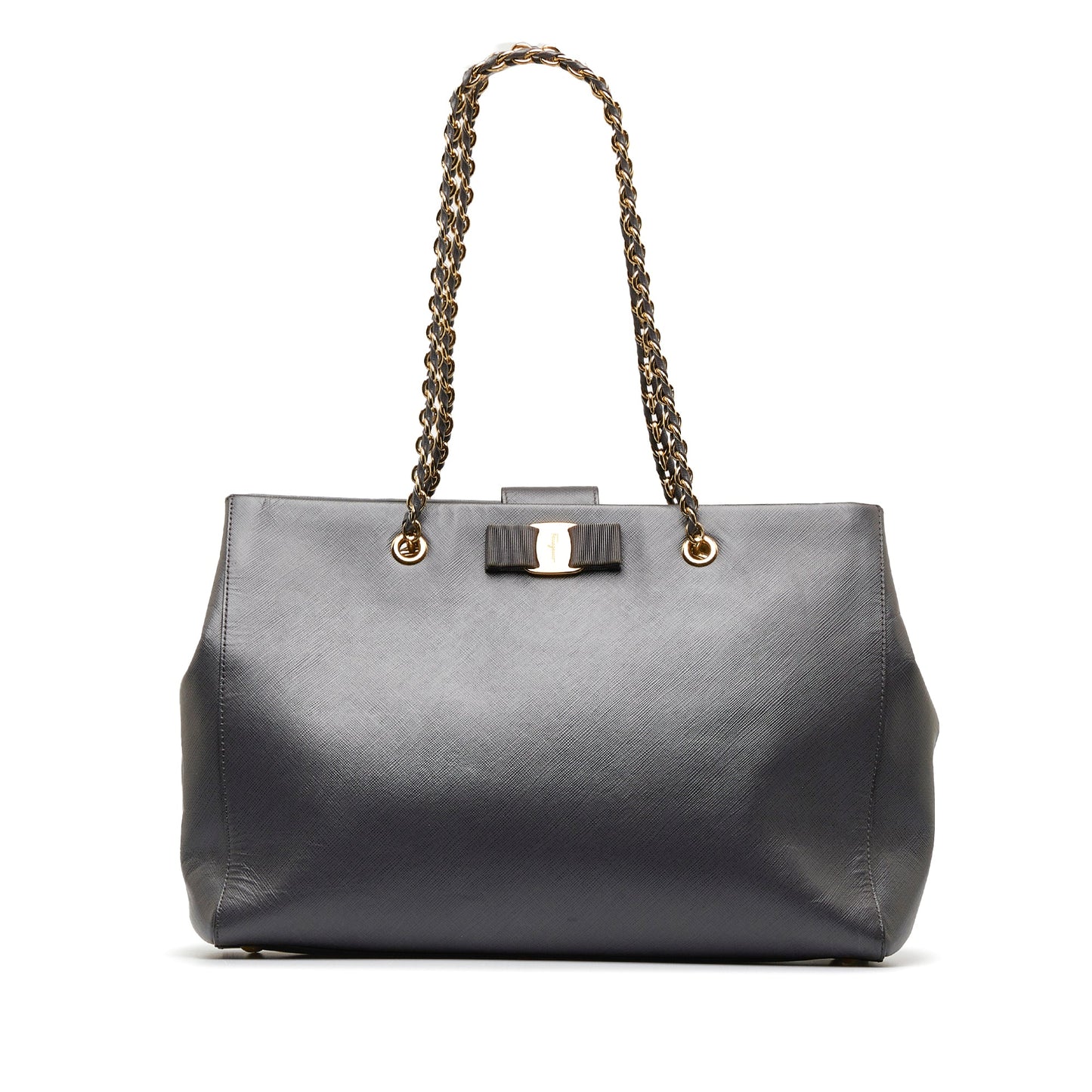 Gray Ferragamo Vara Leather Tote