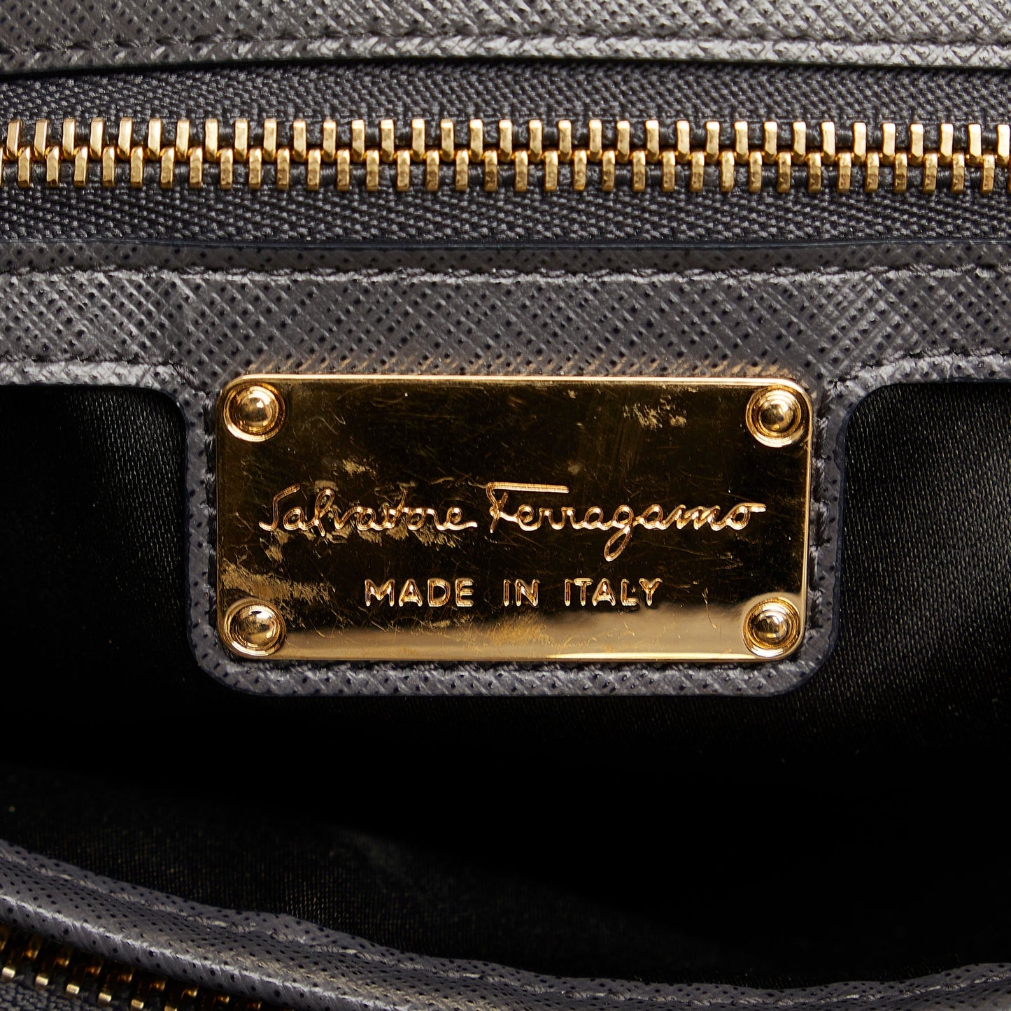 Gray Ferragamo Vara Leather Tote