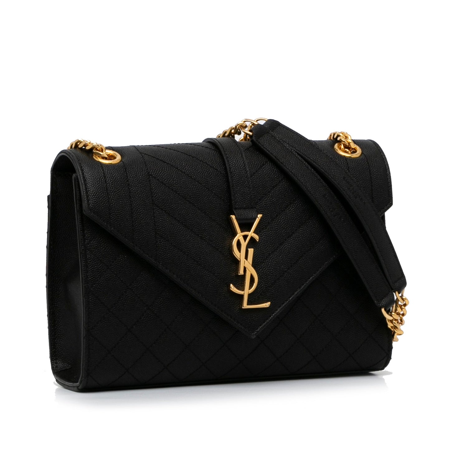 Yves Saint Laurent Monogram Envelope Black Calfskin
