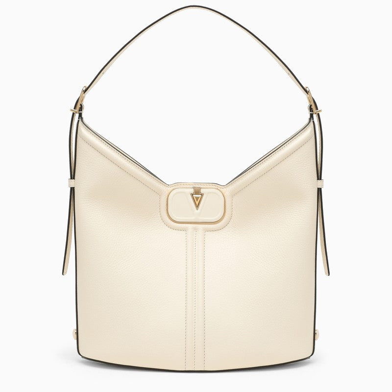 Valentino Garavani Vlogo Ivory Shoulder Bag In Leather Women