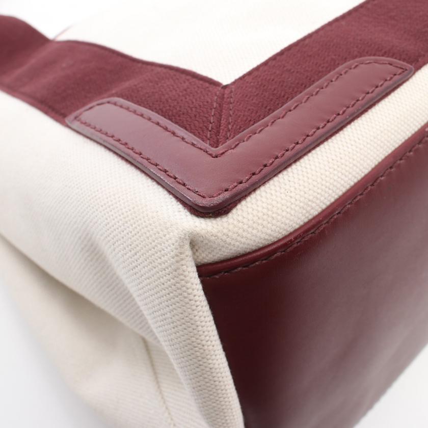 Balenciaga Navy Cabas White & Brown Canvas Tote Bag