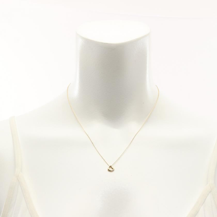 TIFFANY & CO Mini Open Heart Necklace K18YG Yellow Gold