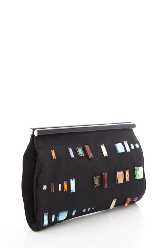 Dries Van Noten Black Multicolor Jeweled Clutch