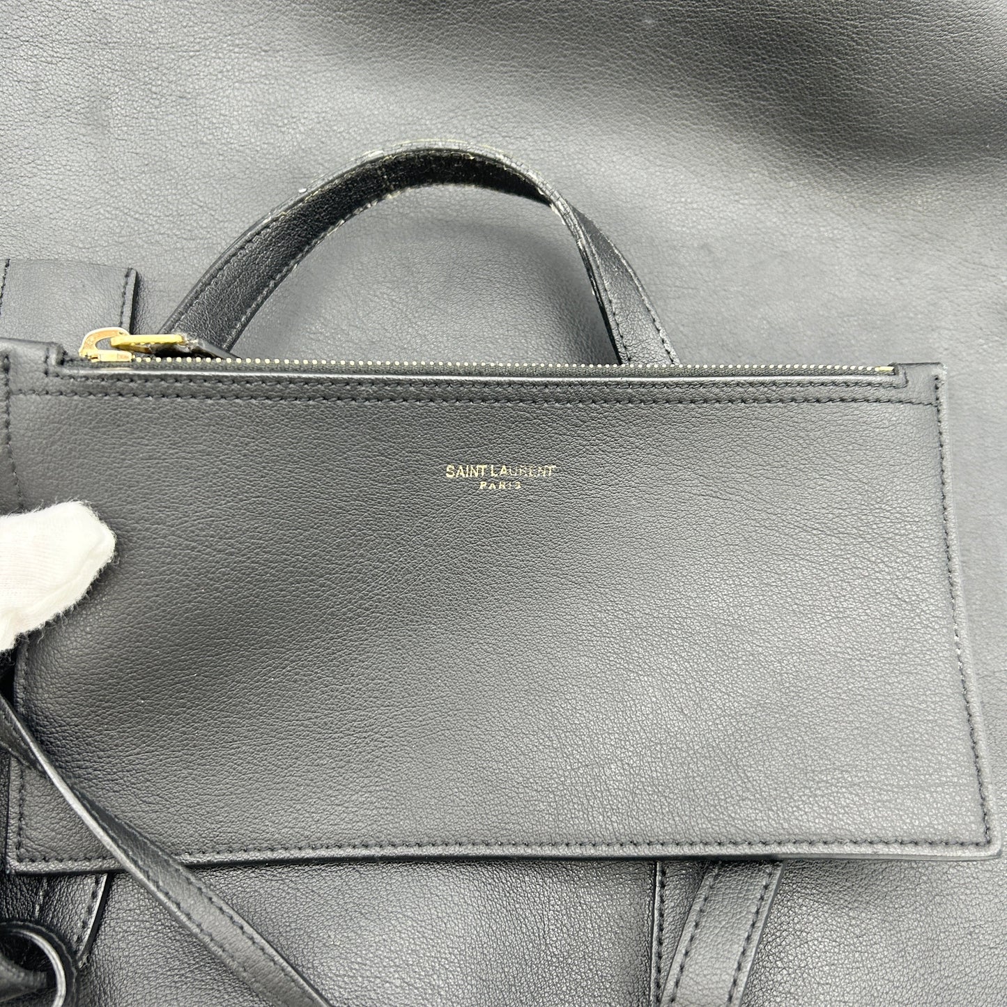SAINT LAURENT Calfskin North-South Shopping Tote Black LA31604
