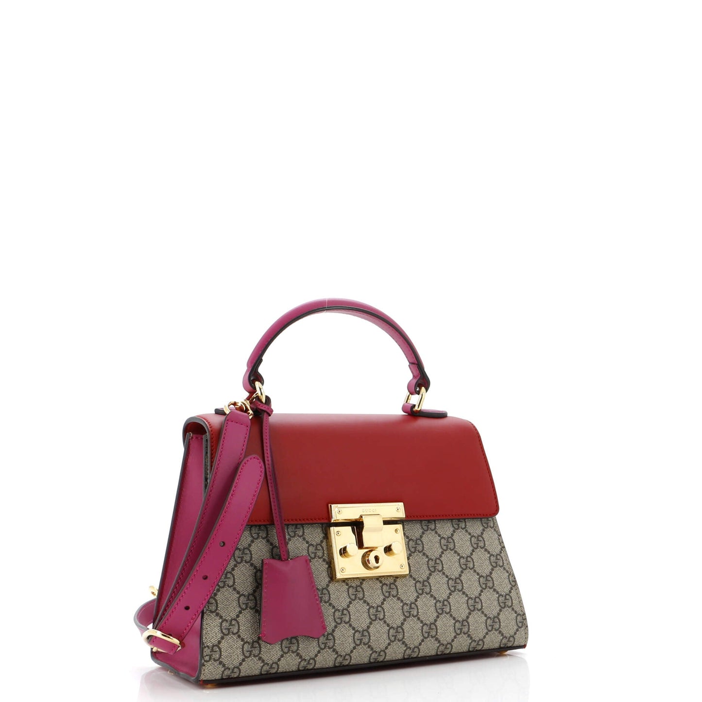Padlock Top Handle Bag GG Coated Canvas and Leather Small