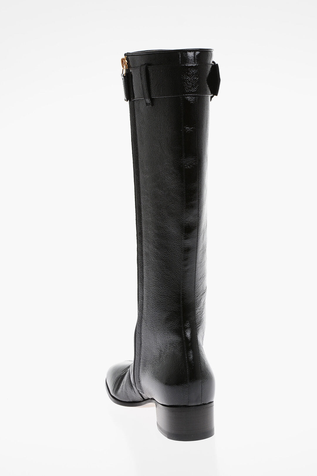Gucci Naplack Patent Leather Boots With Strap