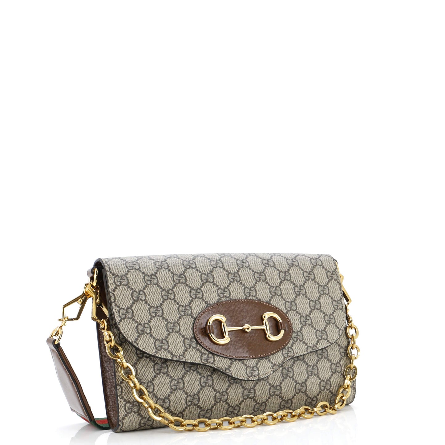Horsebit 1955 Curved Flap Shoulder Bag GG Coated Canvas Small
