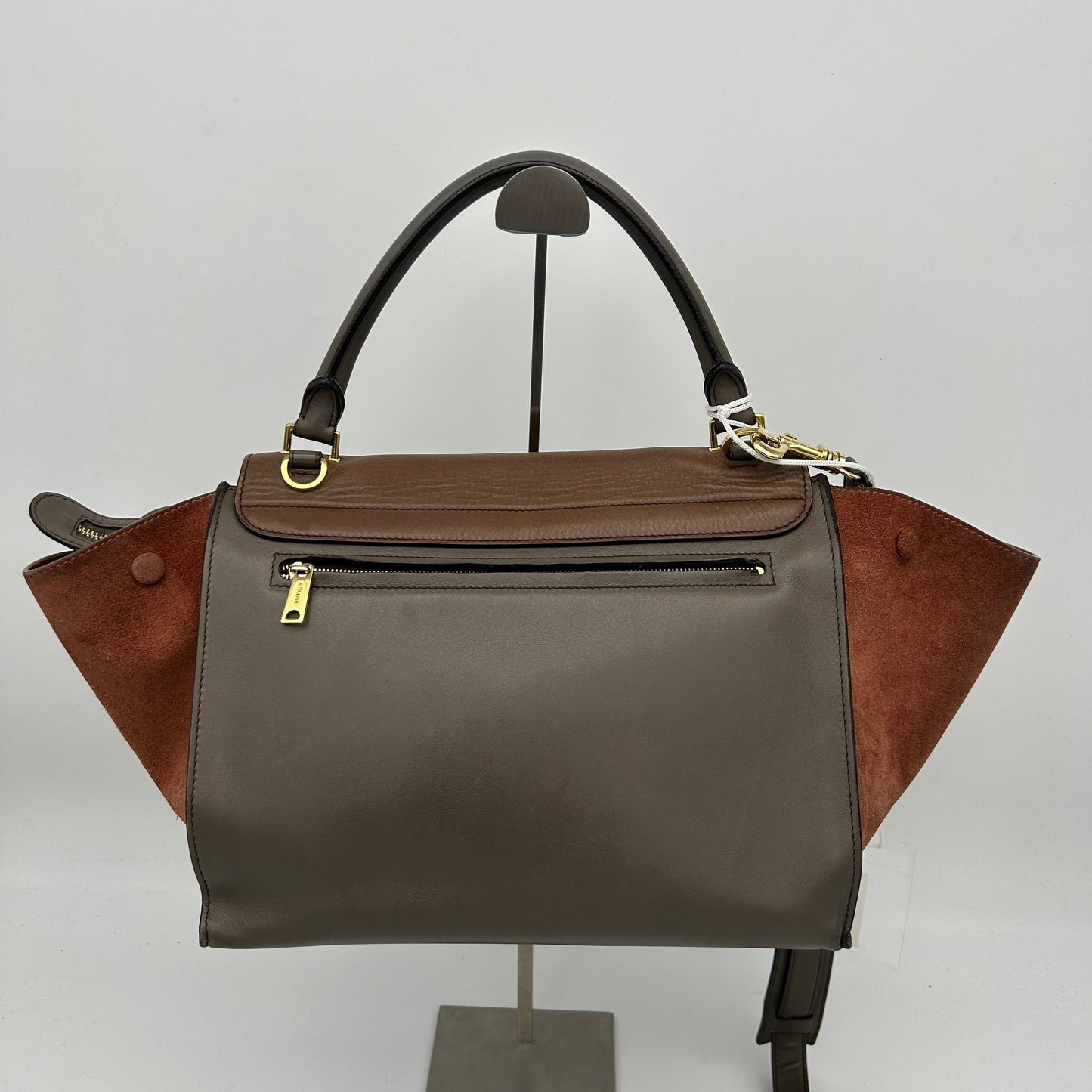 Celine Trapeze Brown Leather Handbag Medium