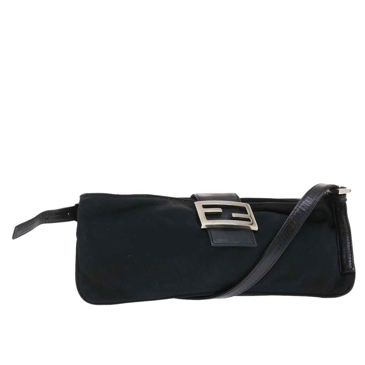 FENDI Mamma Baguette Shoulder Bag Nylon Black 50144