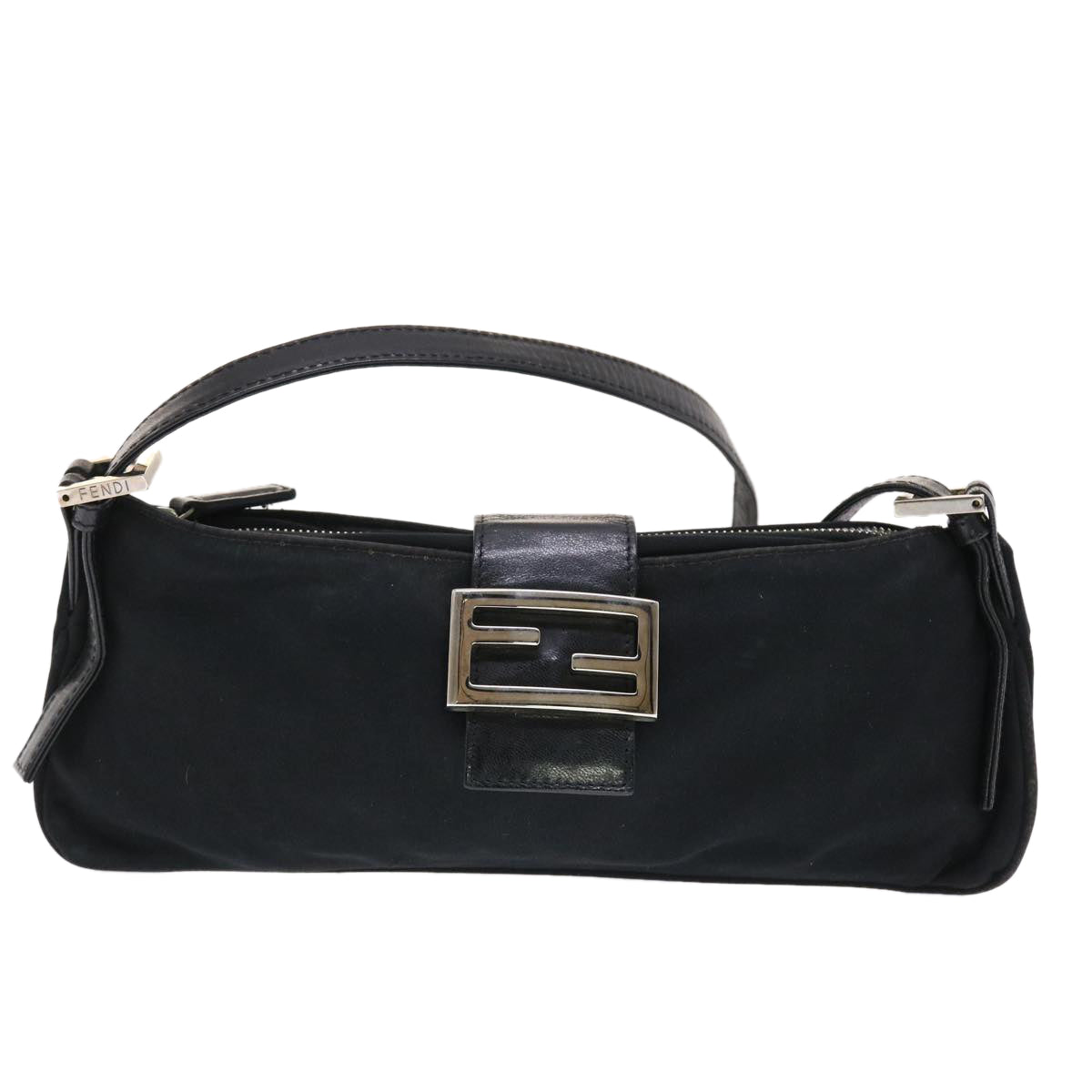 FENDI Mamma Baguette Shoulder Bag Nylon Black 50144