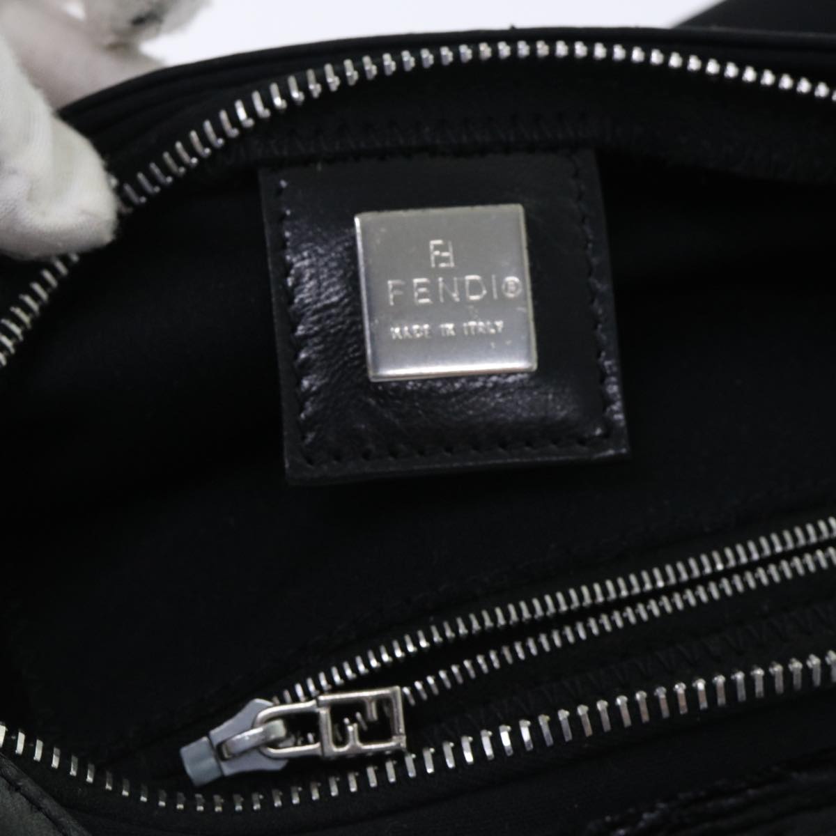 FENDI Mamma Baguette Shoulder Bag Nylon Black 50145
