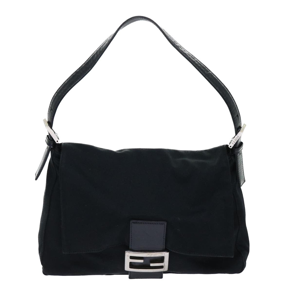 FENDI Mamma Baguette Shoulder Bag Nylon Black 50146