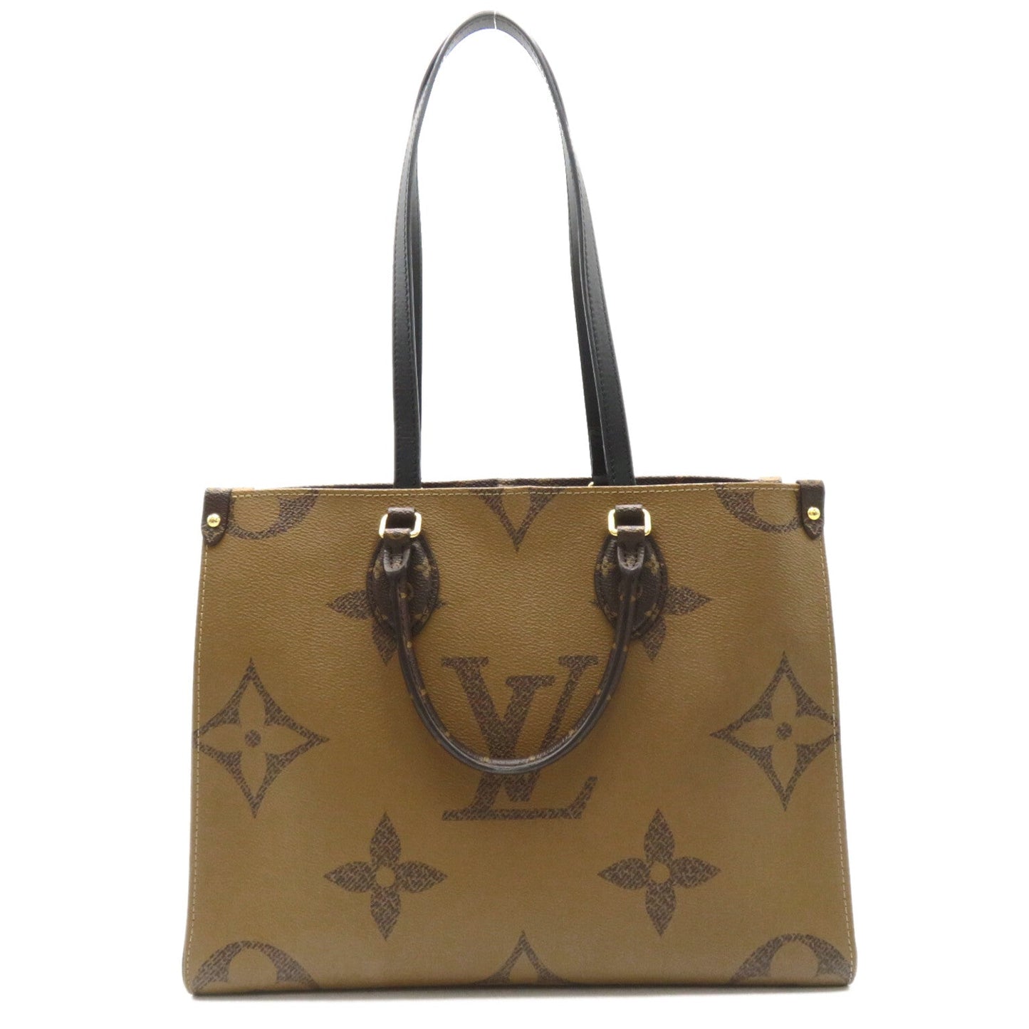 Louis Vuitton On The Go MM Tote Bag Tortoise Bag PVC ted Canvas Monogram Giant Reversee  Brown  M45321