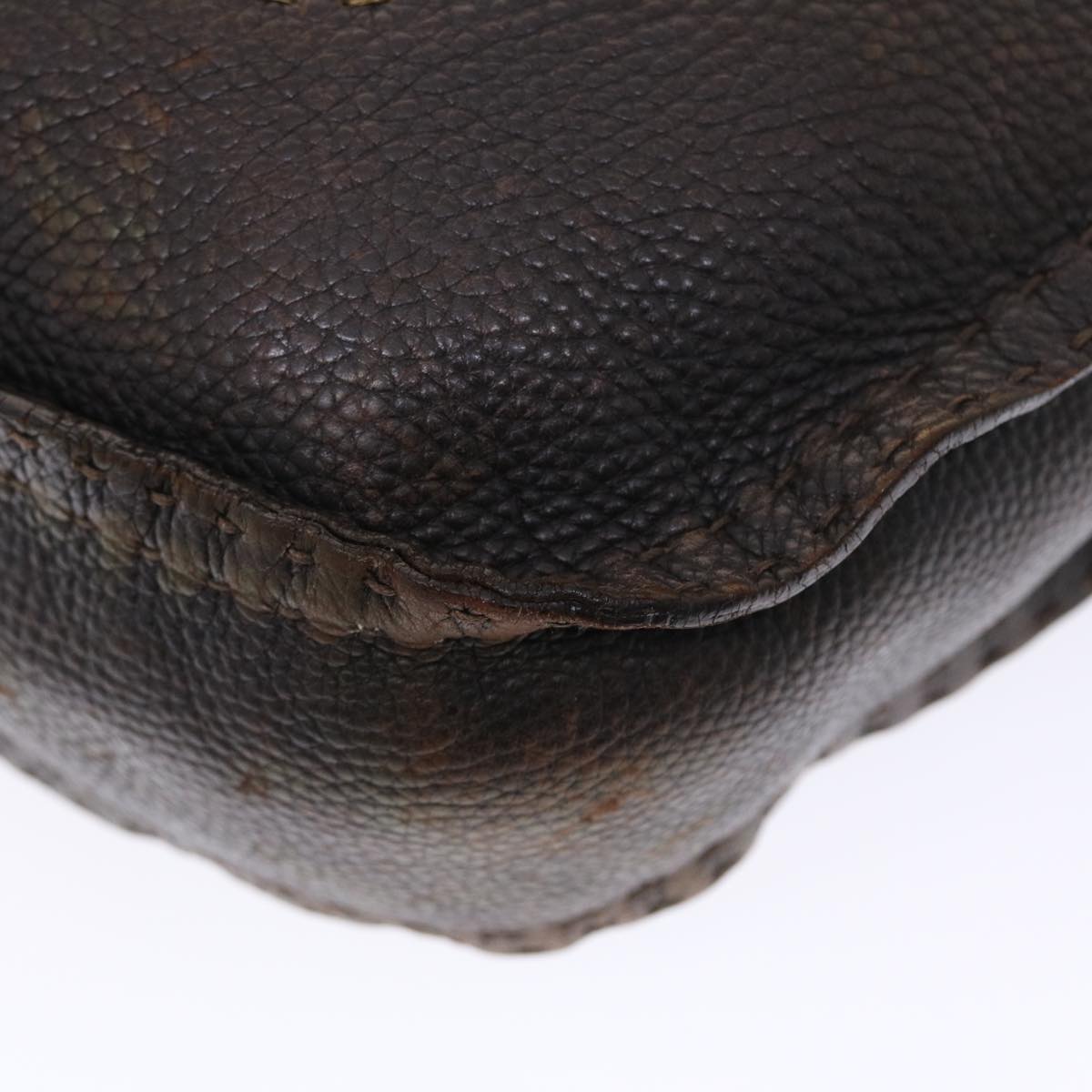 FENDI Celeria Shoulder Bag Leather 2way Dark Brown 8BR582 50271