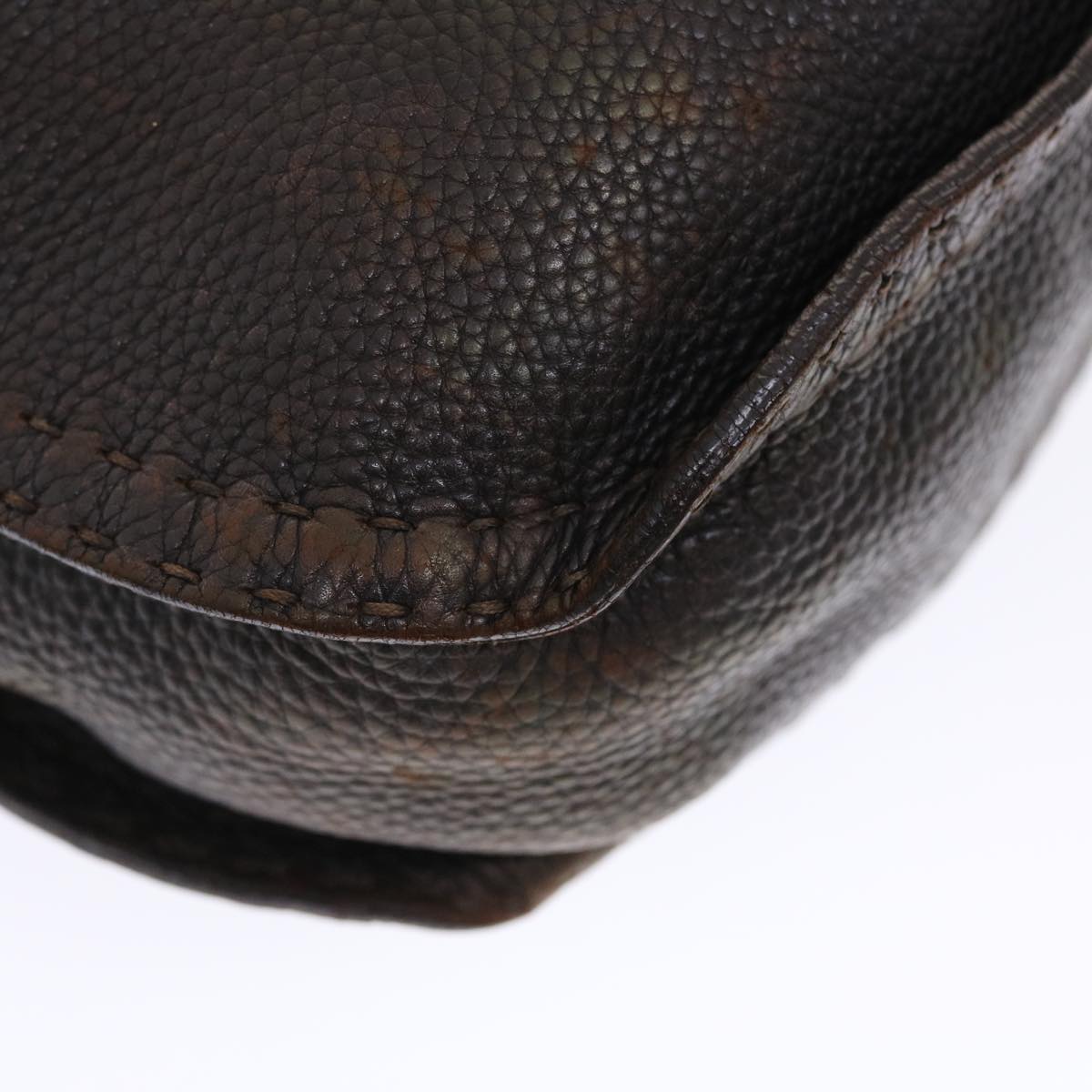 FENDI Celeria Shoulder Bag Leather 2way Dark Brown 8BR582 50271
