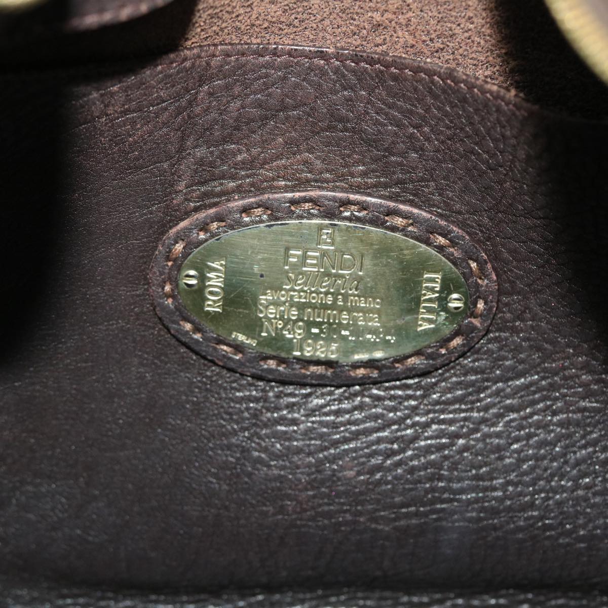 FENDI Celeria Shoulder Bag Leather 2way Dark Brown 8BR582 50271