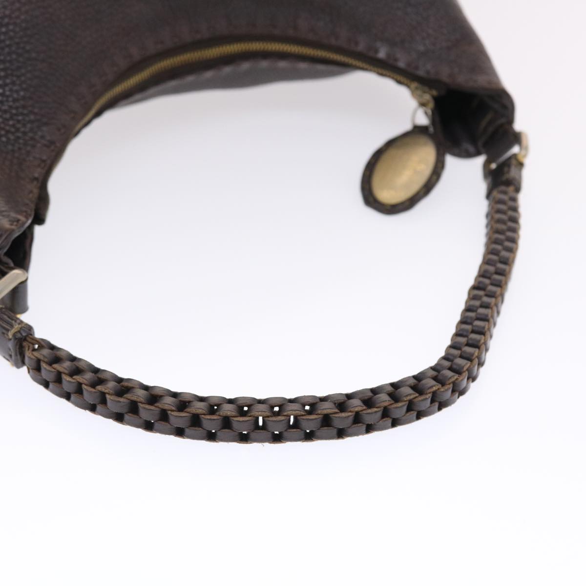 FENDI Celeria Shoulder Bag Leather 2way Dark Brown 8BR582 50271