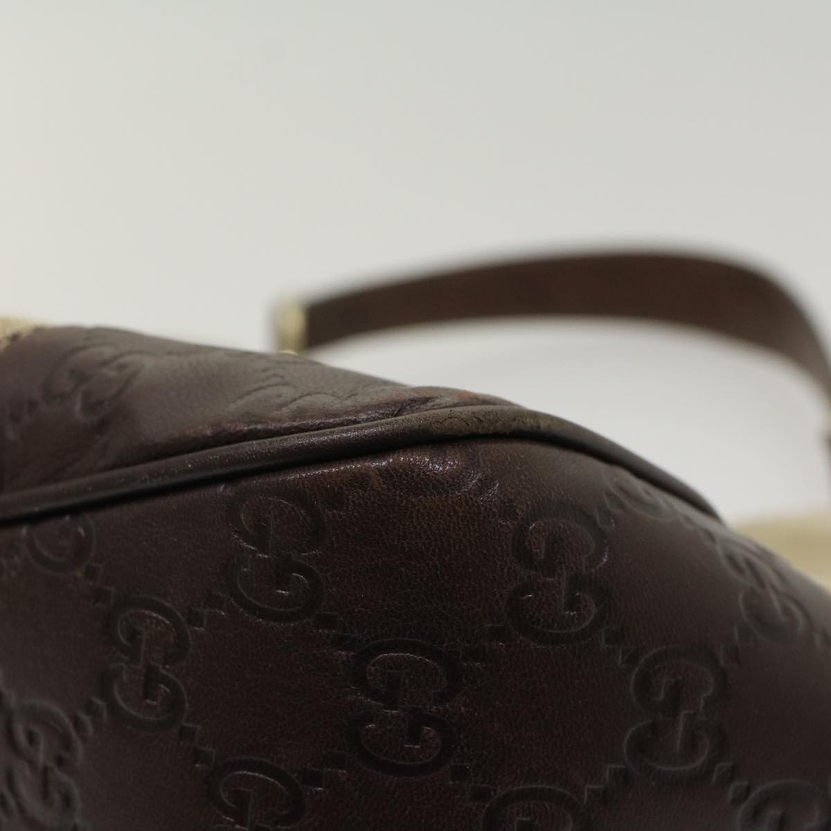 GUCCI GG Canvas Shoulder Bag Beige Brown 50405
