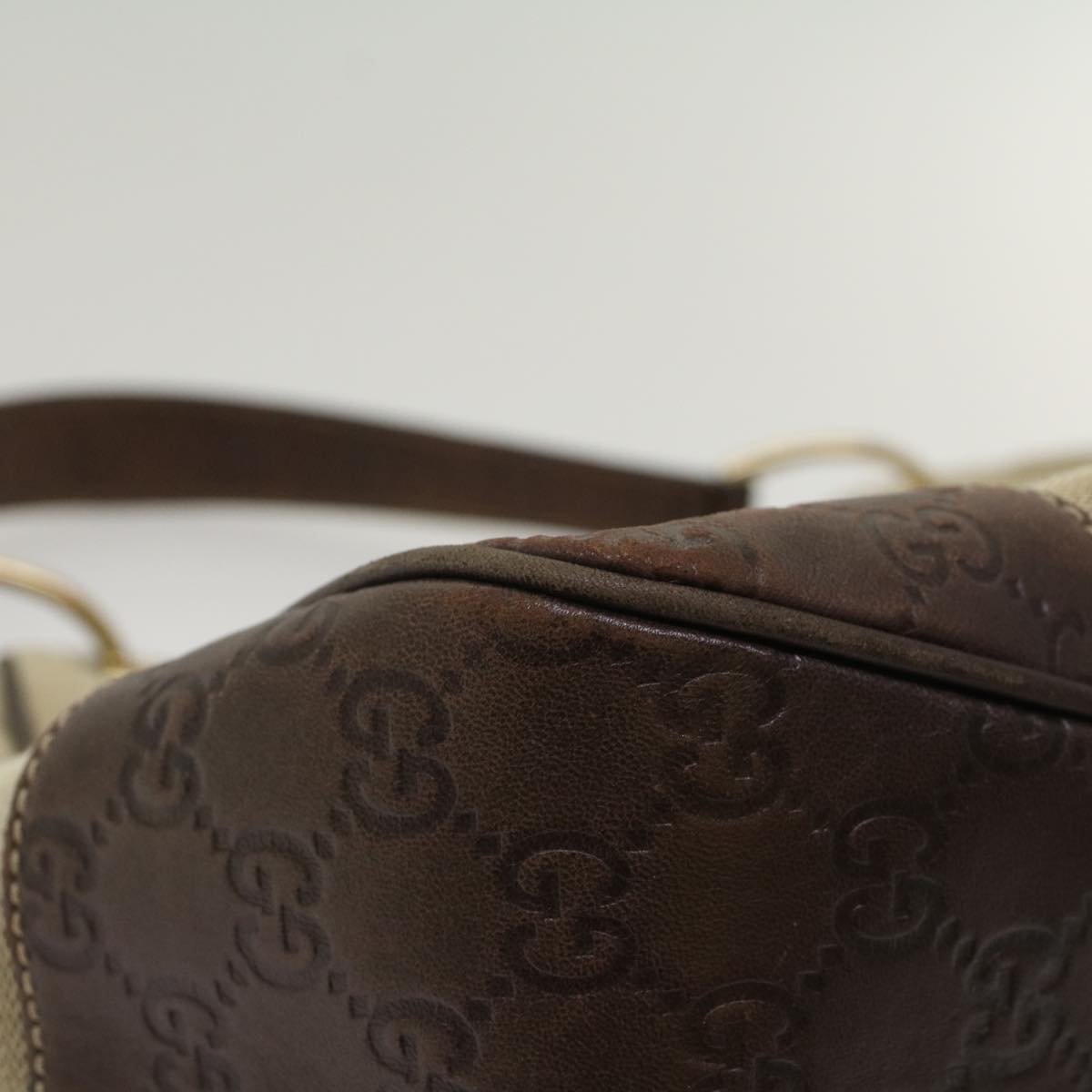 GUCCI GG Canvas Shoulder Bag Beige Brown 50405