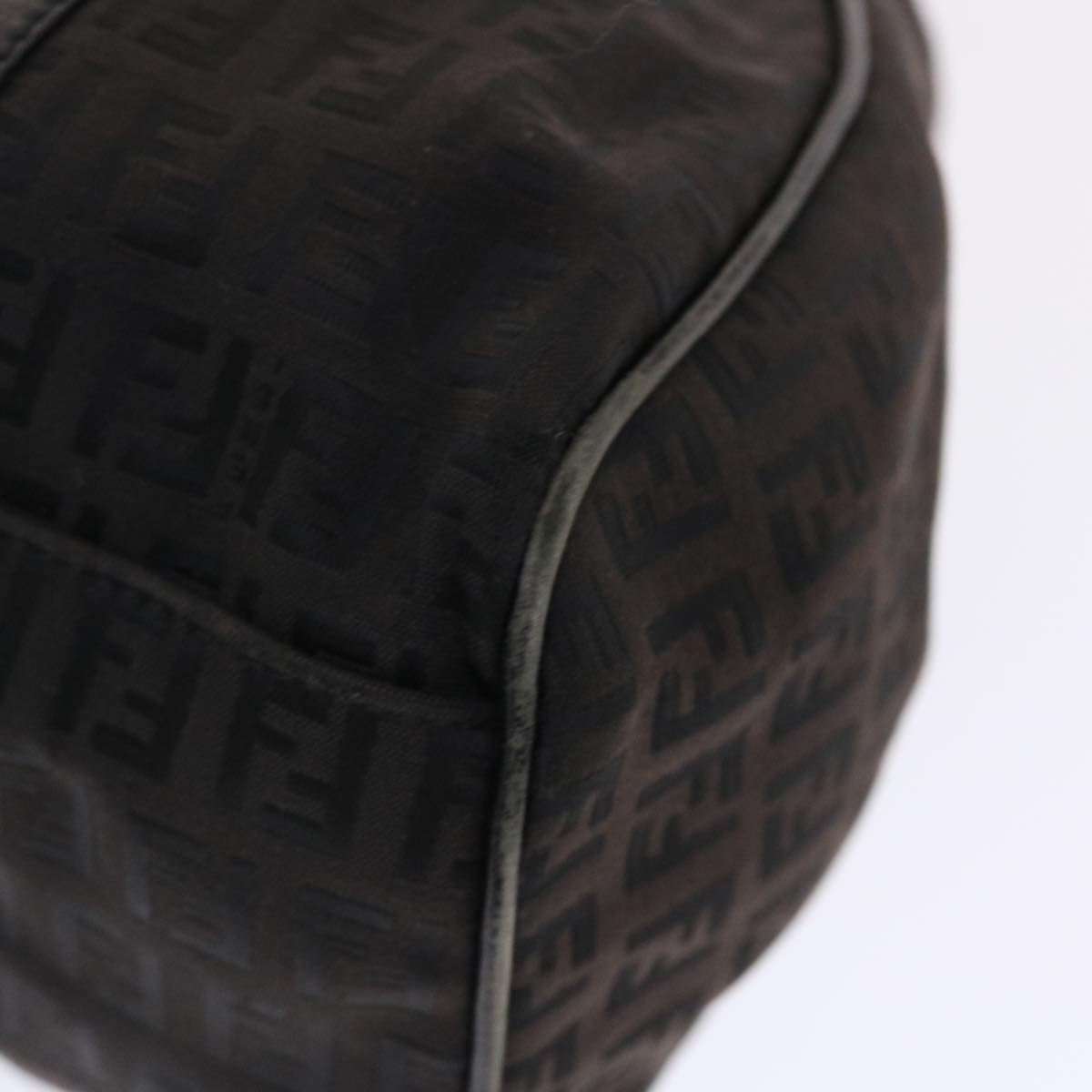 FENDI Zucchino Canvas Mamma Baguette Shoulder Bag Nylon Black 50423