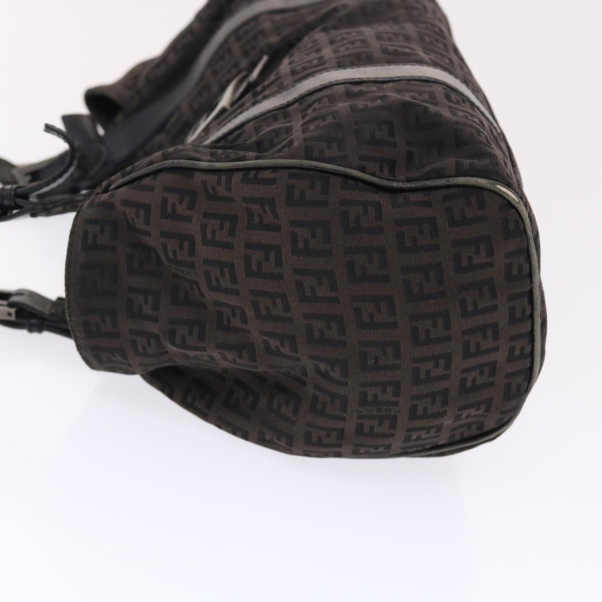 FENDI Zucchino Canvas Mamma Baguette Shoulder Bag Nylon Black 50423