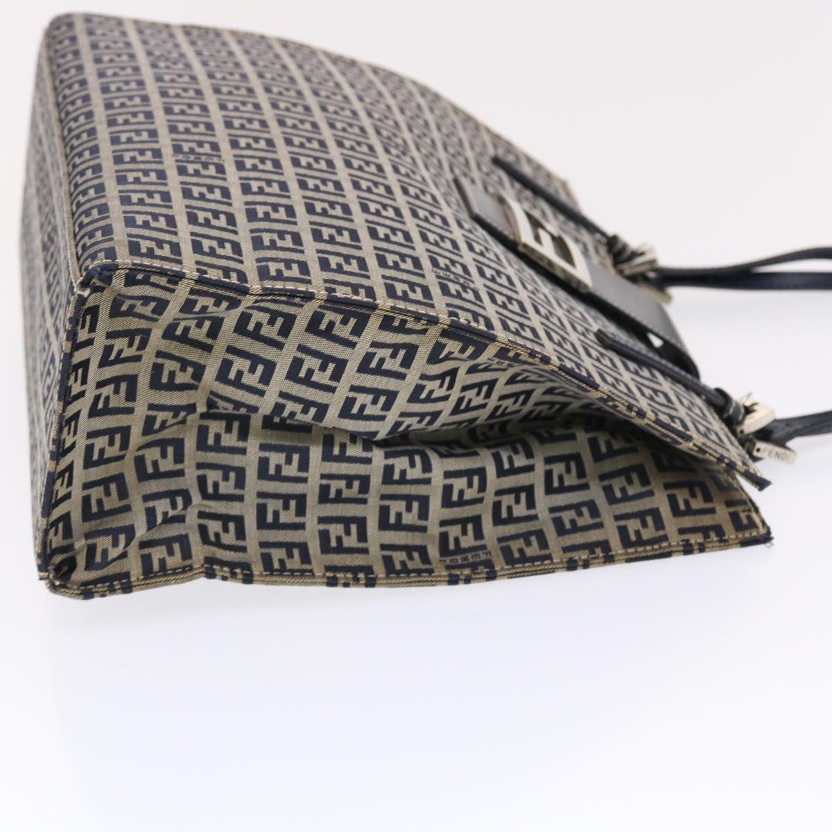 FENDI Zucchino Canvas Mamma Baguette Tote Bag Nylon Navy 50424