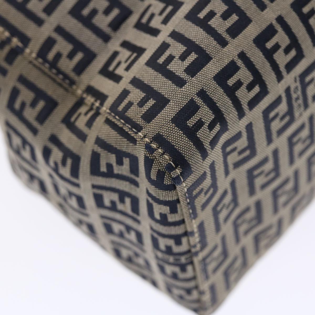 FENDI Zucchino Canvas Mamma Baguette Shoulder Bag Nylon Navy 50426