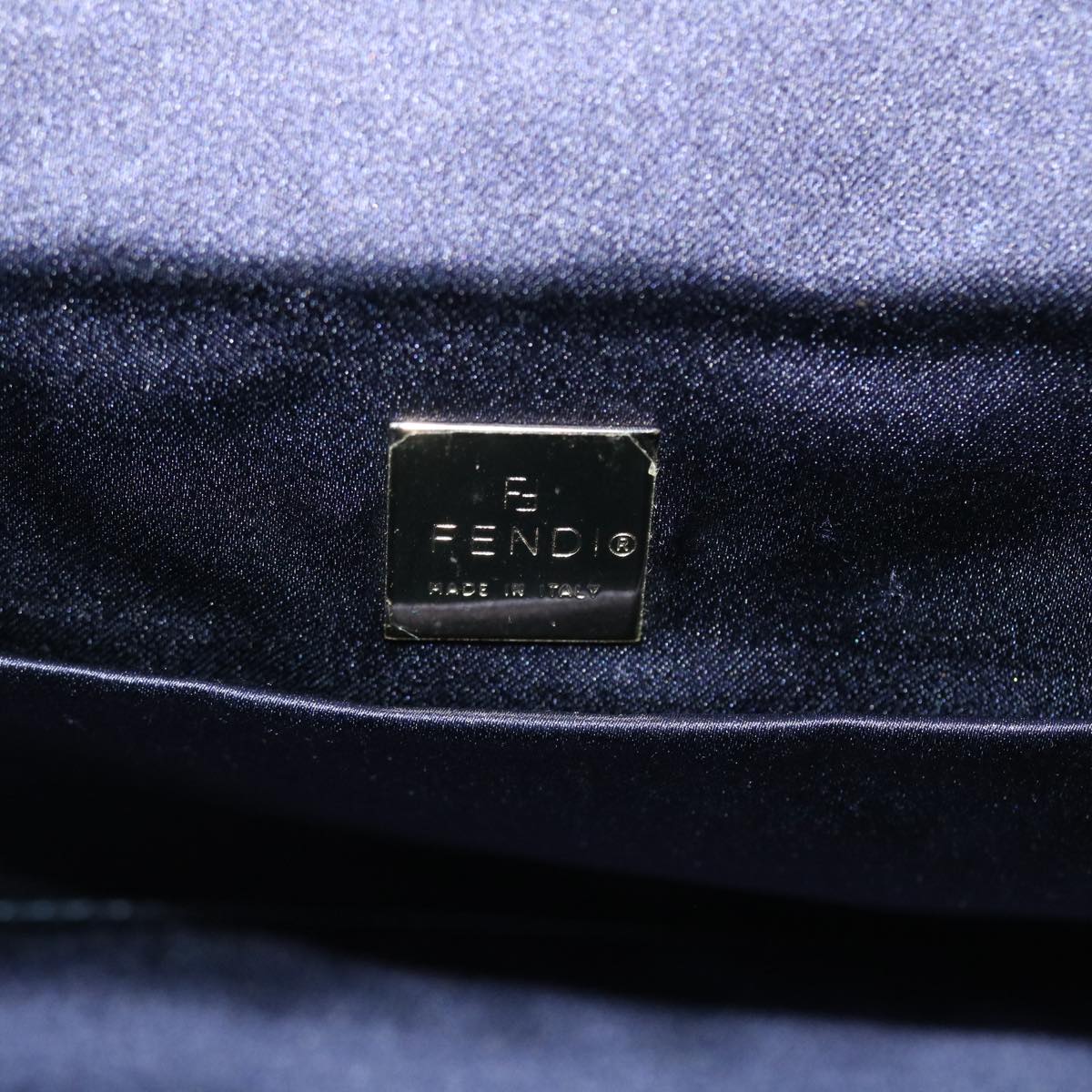 FENDI Zucchino Canvas Mamma Baguette Shoulder Bag Nylon Navy 50426